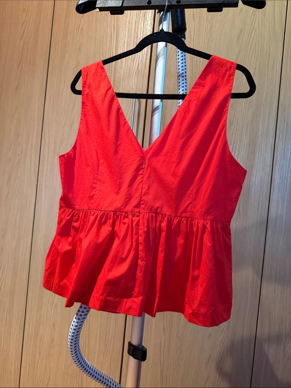J. Crew 97% Cotton V-Neck Red Peplum Tank Top